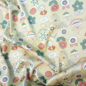 Ткань для халатов Армани шелк «Цветы сказка» цвет бежевый